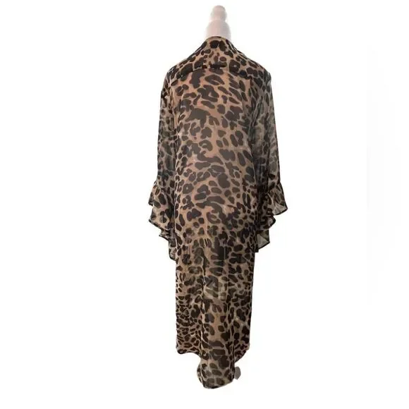 SHEER LEOPARD ANIMAL PRINT‎ KIMONO, XL - Picture 5 of 9